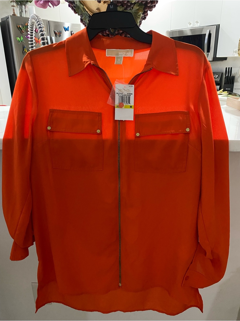 Michael Kors Orange Zip-Front Shirt Jacket